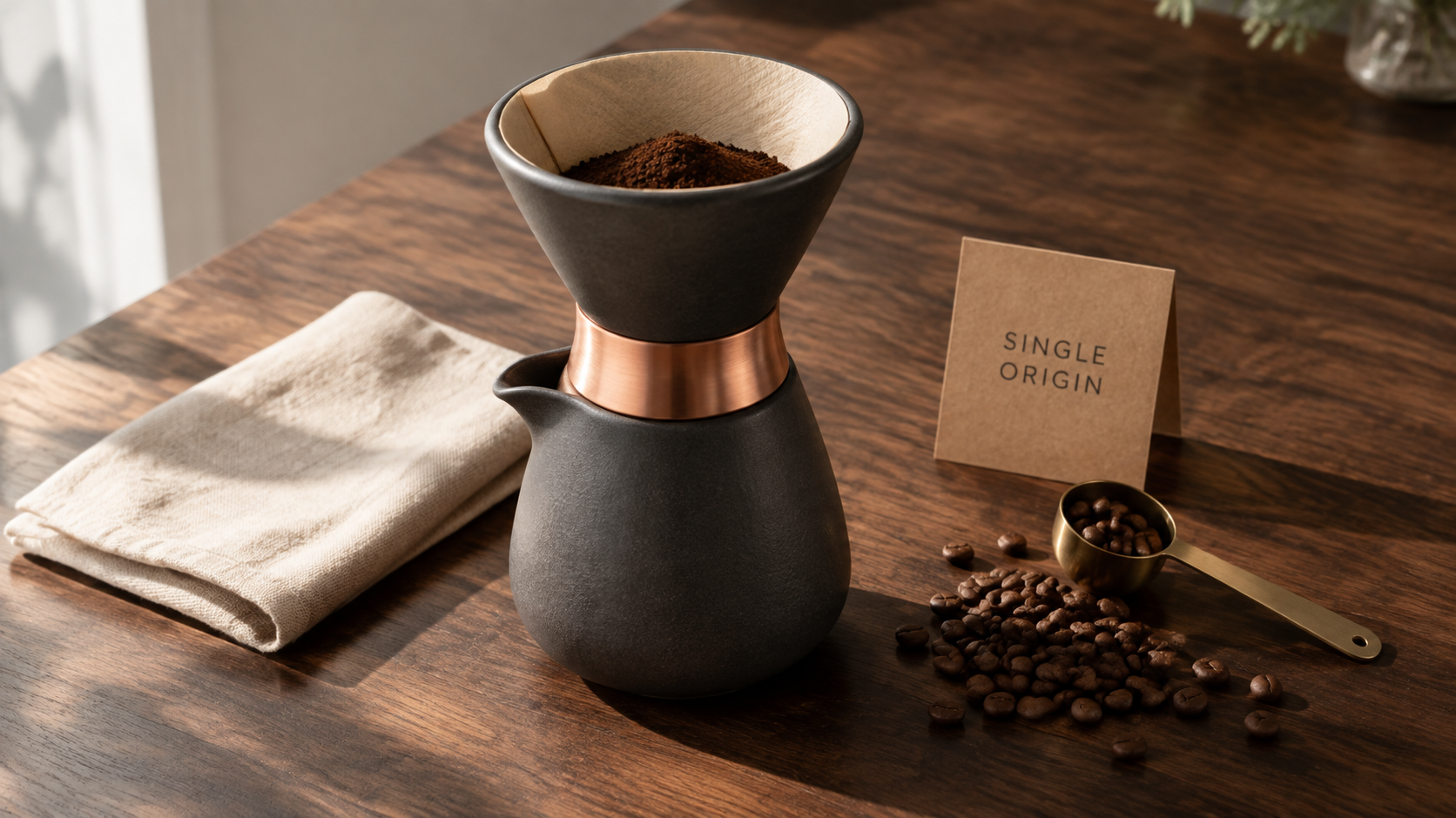 GPT Image 2.5 Sunburst render of the same pour-over coffee brewer still life from the identical prompt and seed