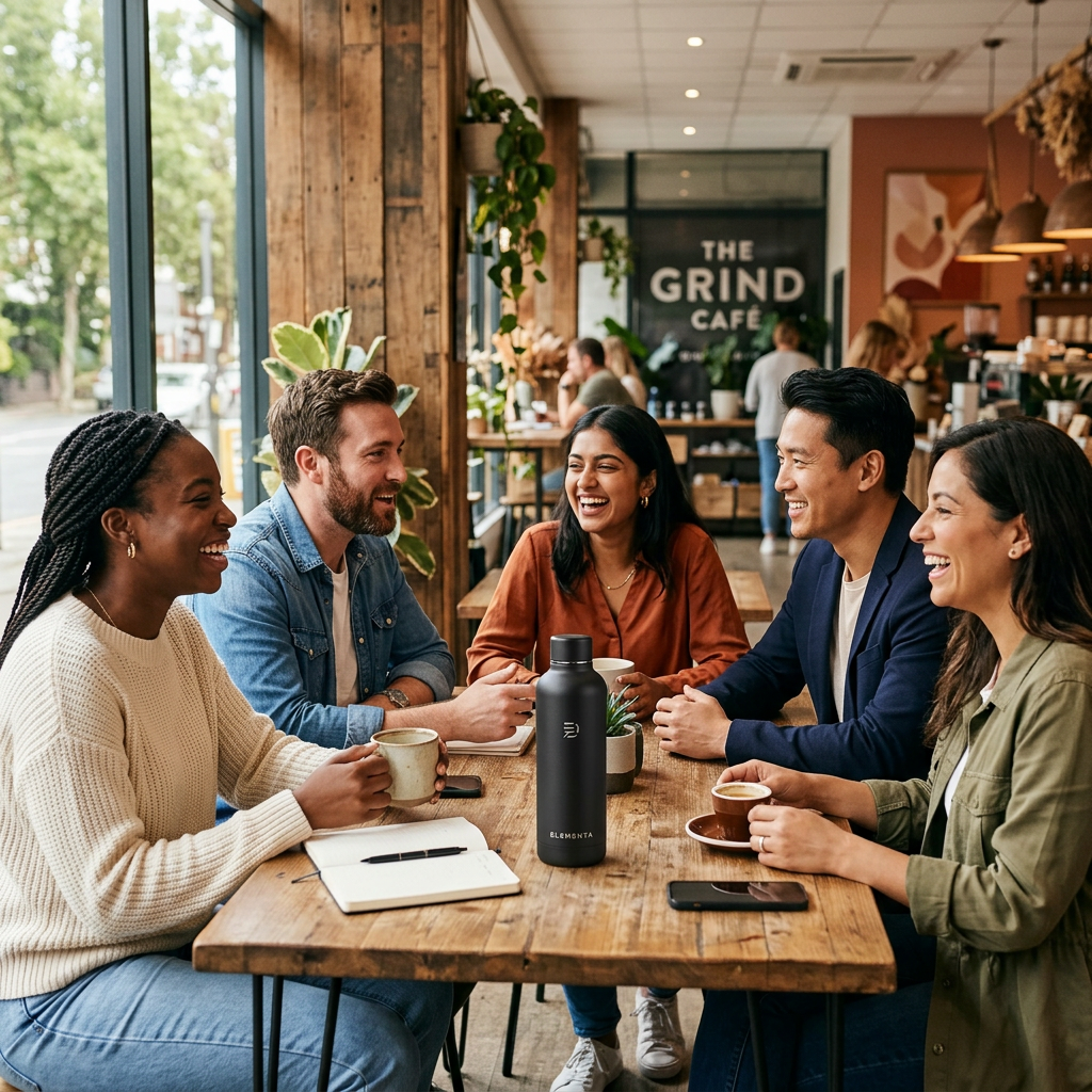 Exemplu reclamă produs Nano Banana 2 - scenă lifestyle cu personaje multiple